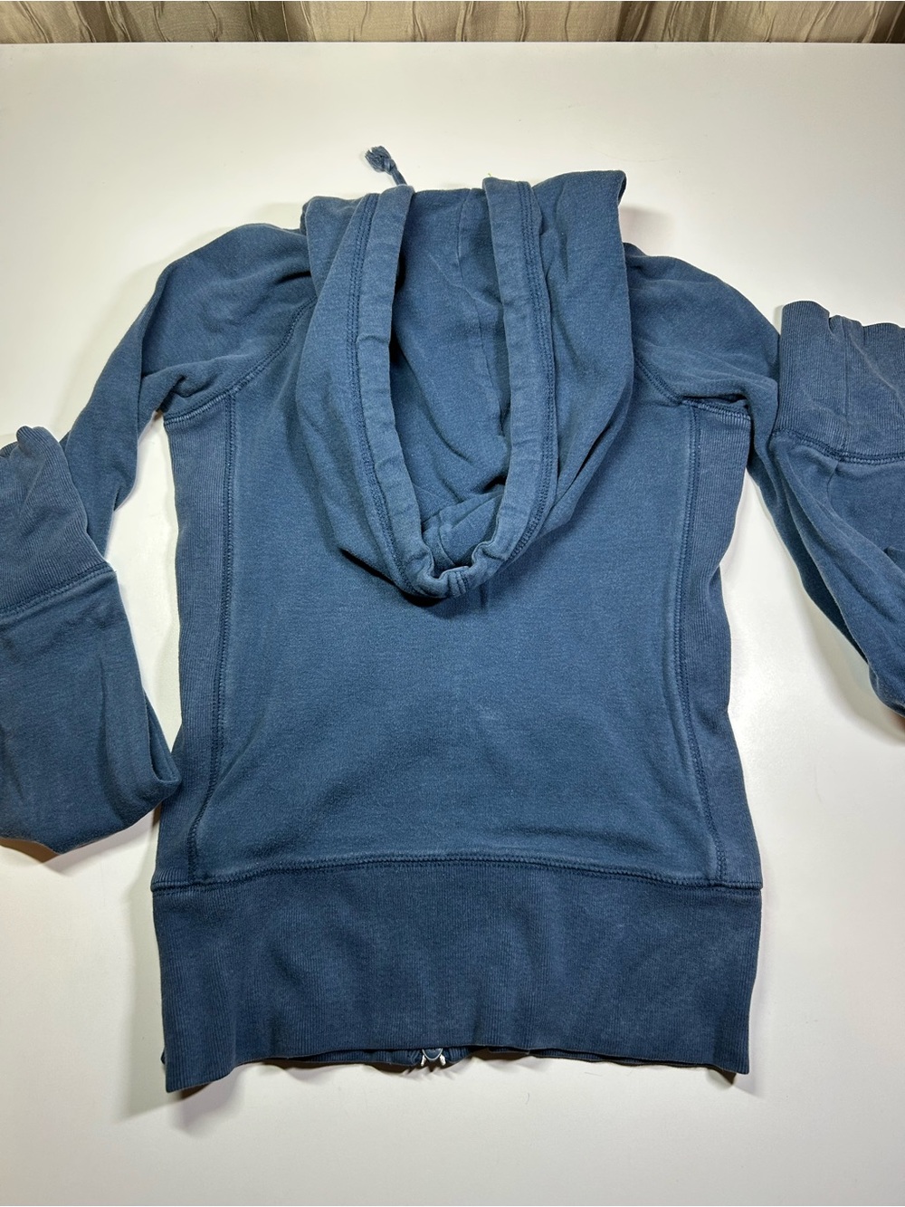 Hollister Women's XS Washed Distressed Navy Blue Full-Zip Hoodie Y2K 100% Cotton - Picture 11 of 12
